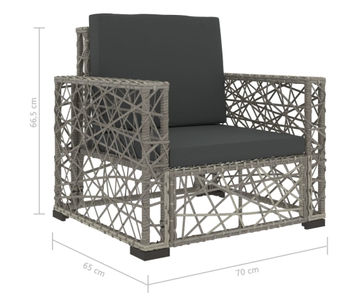 Set de muebles de jardín 6 pzas y cojines ratán sintético gris