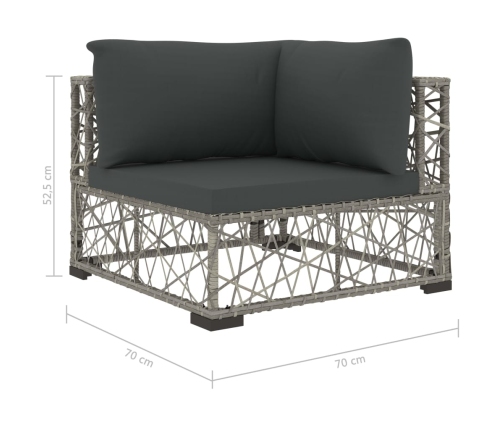 Set de muebles de jardín 6 pzas y cojines ratán sintético gris