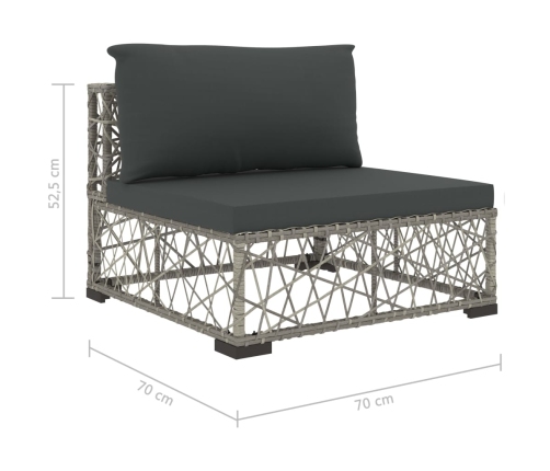 Set de muebles de jardín 6 pzas y cojines ratán sintético gris