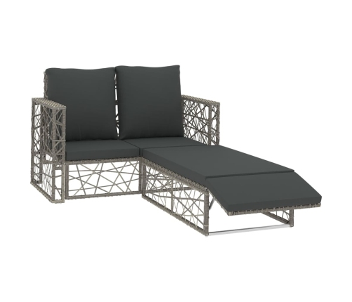 Set de muebles de jardín 2 pzas y cojines ratán sintético gris