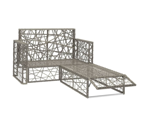 Set de muebles de jardín 2 pzas y cojines ratán sintético gris