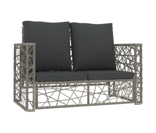 Set de muebles de jardín 2 pzas y cojines ratán sintético gris