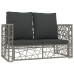 Set de muebles de jardín 2 pzas y cojines ratán sintético gris