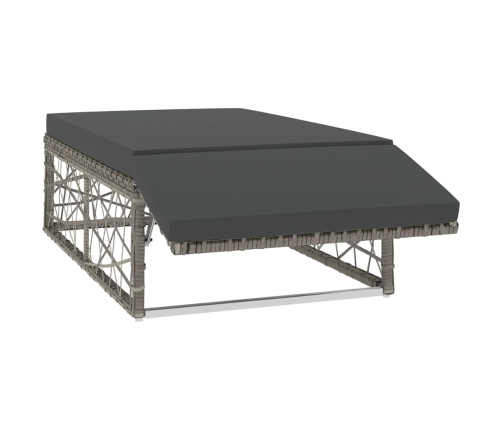 Set de muebles de jardín 2 pzas y cojines ratán sintético gris