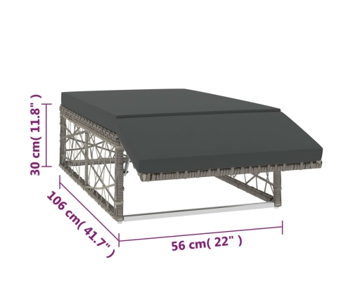 Set de muebles de jardín 2 pzas y cojines ratán sintético gris