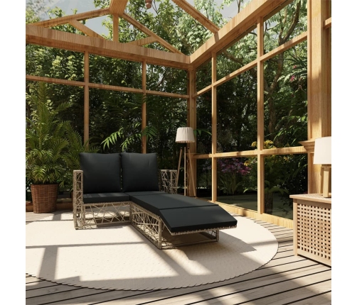 Set de muebles de jardín 2 pzas y cojines ratán sintético gris