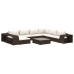 Set muebles de jardín 10 pzas y cojines ratán sintético marrón