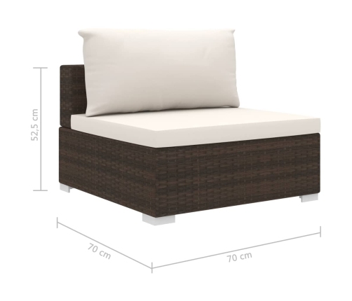 Set muebles de jardín 10 pzas y cojines ratán sintético marrón