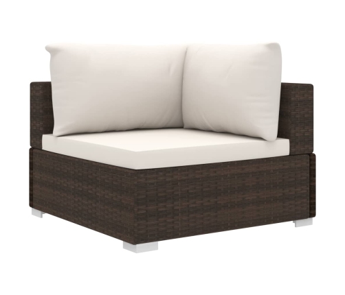 Set muebles de jardín 10 pzas y cojines ratán sintético marrón