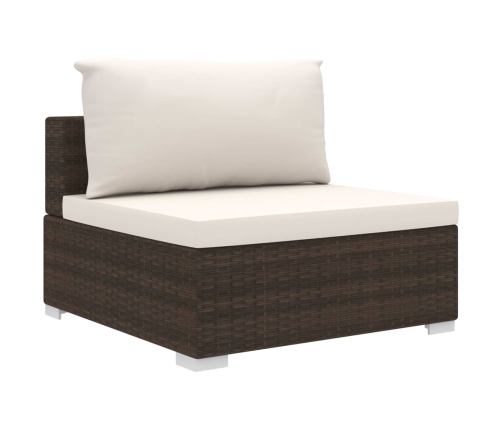 Set muebles de jardín 10 pzas y cojines ratán sintético marrón