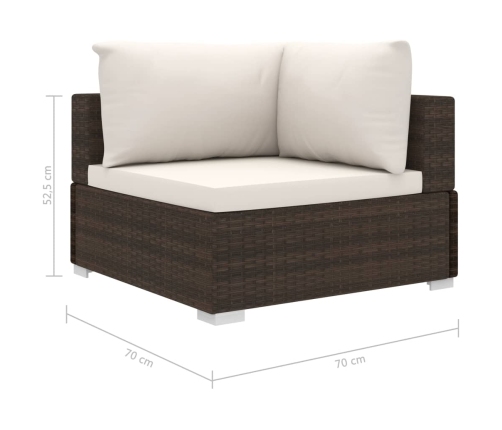 Set muebles de jardín 10 pzas y cojines ratán sintético marrón