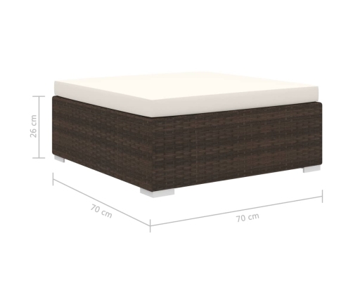 Set muebles de jardín 10 pzas y cojines ratán sintético marrón