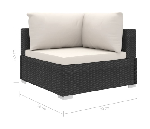 Set muebles de jardín 10 piezas y cojines ratán sintético negro