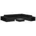 Set muebles de jardín 10 piezas y cojines ratán sintético negro