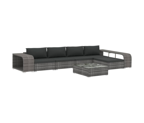 Set de muebles de jardín 8 pzas y cojines ratán sintético gris