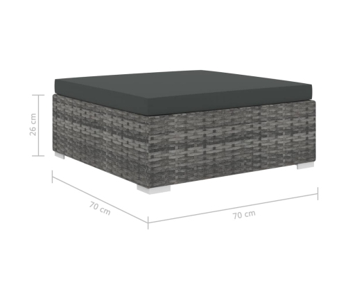 Set de muebles de jardín 8 pzas y cojines ratán sintético gris