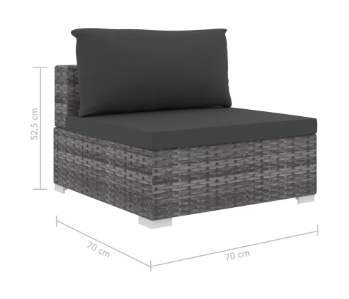 Set de muebles de jardín 8 pzas y cojines ratán sintético gris