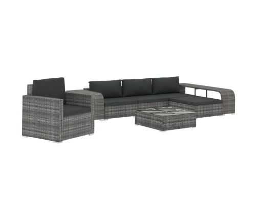 Set de muebles de jardín 8 pzas y cojines ratán sintético gris