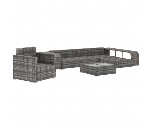 Set de muebles de jardín 8 pzas y cojines ratán sintético gris