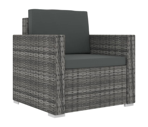 Set de muebles de jardín 8 pzas y cojines ratán sintético gris