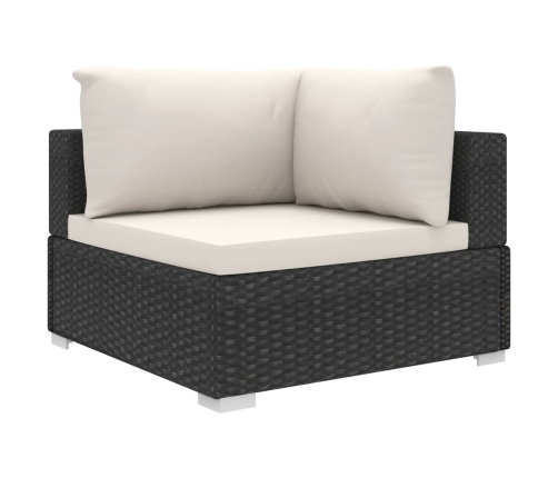 Set muebles de jardín 11 piezas con cojines ratán sintético negro