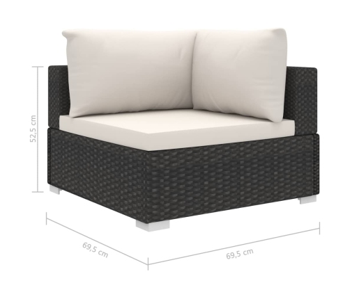 Set muebles de jardín 11 piezas con cojines ratán sintético negro
