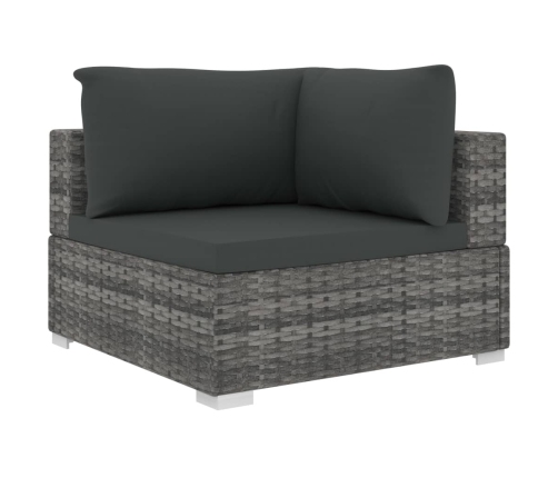 Set de muebles de jardín 11 pzas y cojines ratán sintético gris