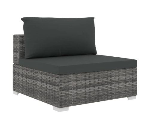 Set de muebles de jardín 11 pzas y cojines ratán sintético gris