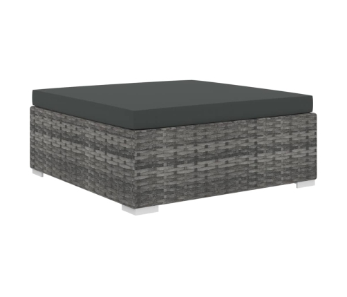 Set de muebles de jardín 11 pzas y cojines ratán sintético gris