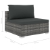 Set de muebles de jardín 11 pzas y cojines ratán sintético gris