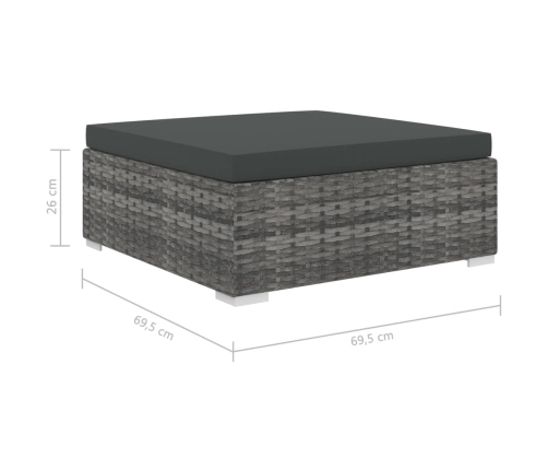 Set de muebles de jardín 11 pzas y cojines ratán sintético gris