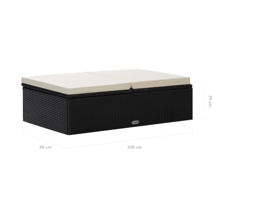 Set muebles de jardín 2 piezas y cojines ratán sintético negro
