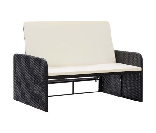 Set muebles de jardín 2 piezas y cojines ratán sintético negro