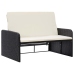 Set muebles de jardín 2 piezas y cojines ratán sintético negro