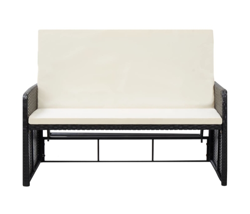 Set muebles de jardín 2 piezas y cojines ratán sintético negro