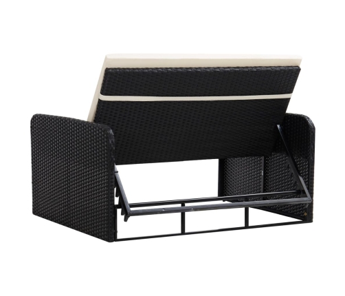 Set muebles de jardín 2 piezas y cojines ratán sintético negro
