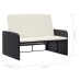 Set muebles de jardín 2 piezas y cojines ratán sintético negro