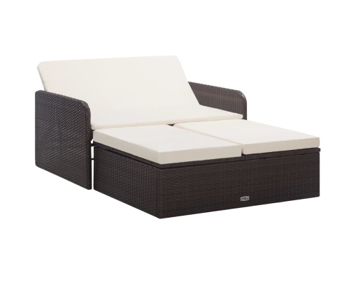 Set muebles de jardín 2 piezas y cojines ratán sintético marrón
