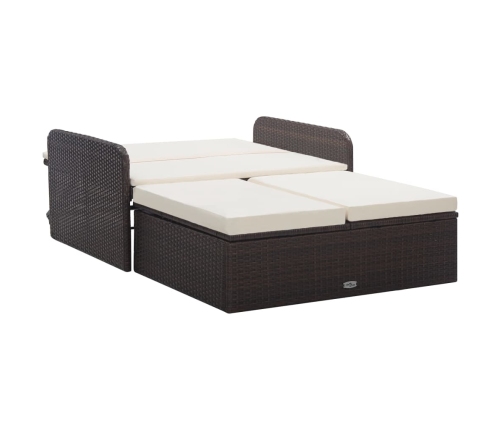 Set muebles de jardín 2 piezas y cojines ratán sintético marrón