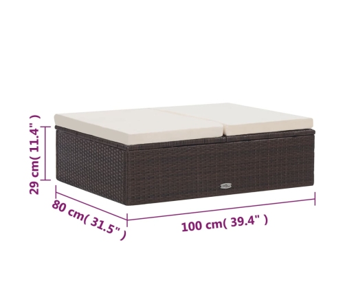 Set muebles de jardín 2 piezas y cojines ratán sintético marrón