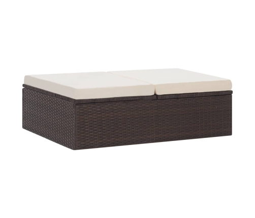 Set muebles de jardín 2 piezas y cojines ratán sintético marrón