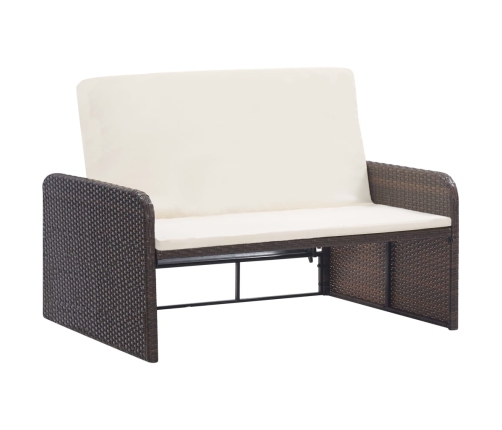 Set muebles de jardín 2 piezas y cojines ratán sintético marrón
