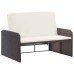 Set muebles de jardín 2 piezas y cojines ratán sintético marrón