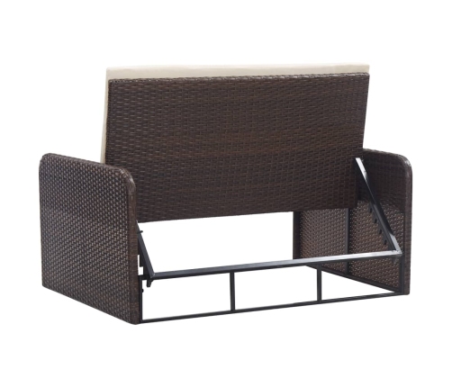 Set muebles de jardín 2 piezas y cojines ratán sintético marrón