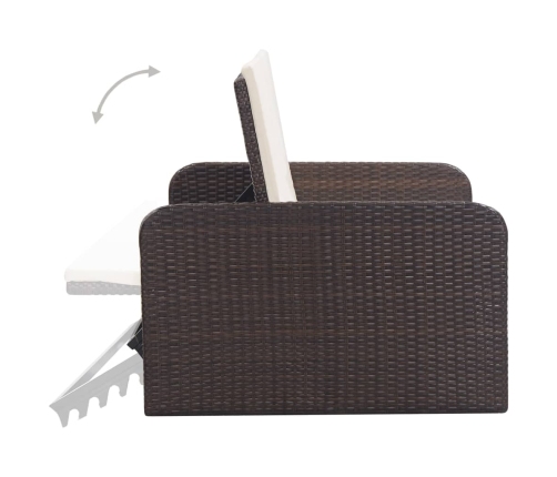 Set muebles de jardín 2 piezas y cojines ratán sintético marrón