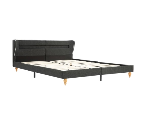 Cama LED colchón viscoelástico arpillera gris oscuro 180x200 cm