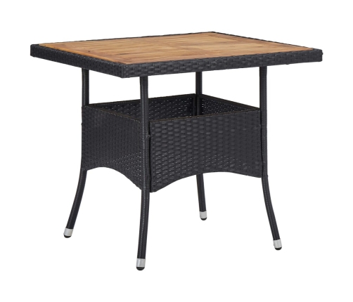 Mesa comedor para jardín ratán sintético madera de acacia negro