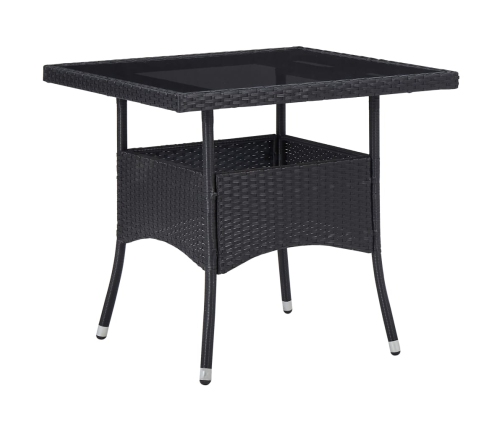 vidaXL Mesa de comedor para jardín ratán sintético y vidrio negro