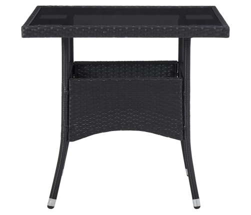 vidaXL Mesa de comedor para jardín ratán sintético y vidrio negro