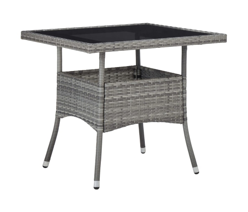 Mesa de comedor para jardín ratán sintético y vidrio gris